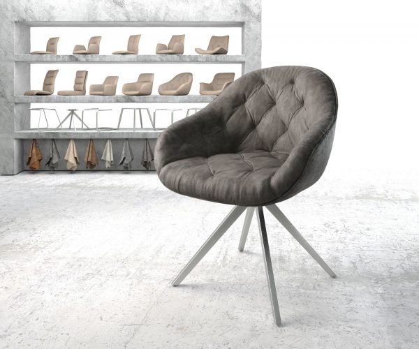 Otočná židle Gaio-Flex Anthracite Vintage Křížový rám lemovaný nerezovou ocelí