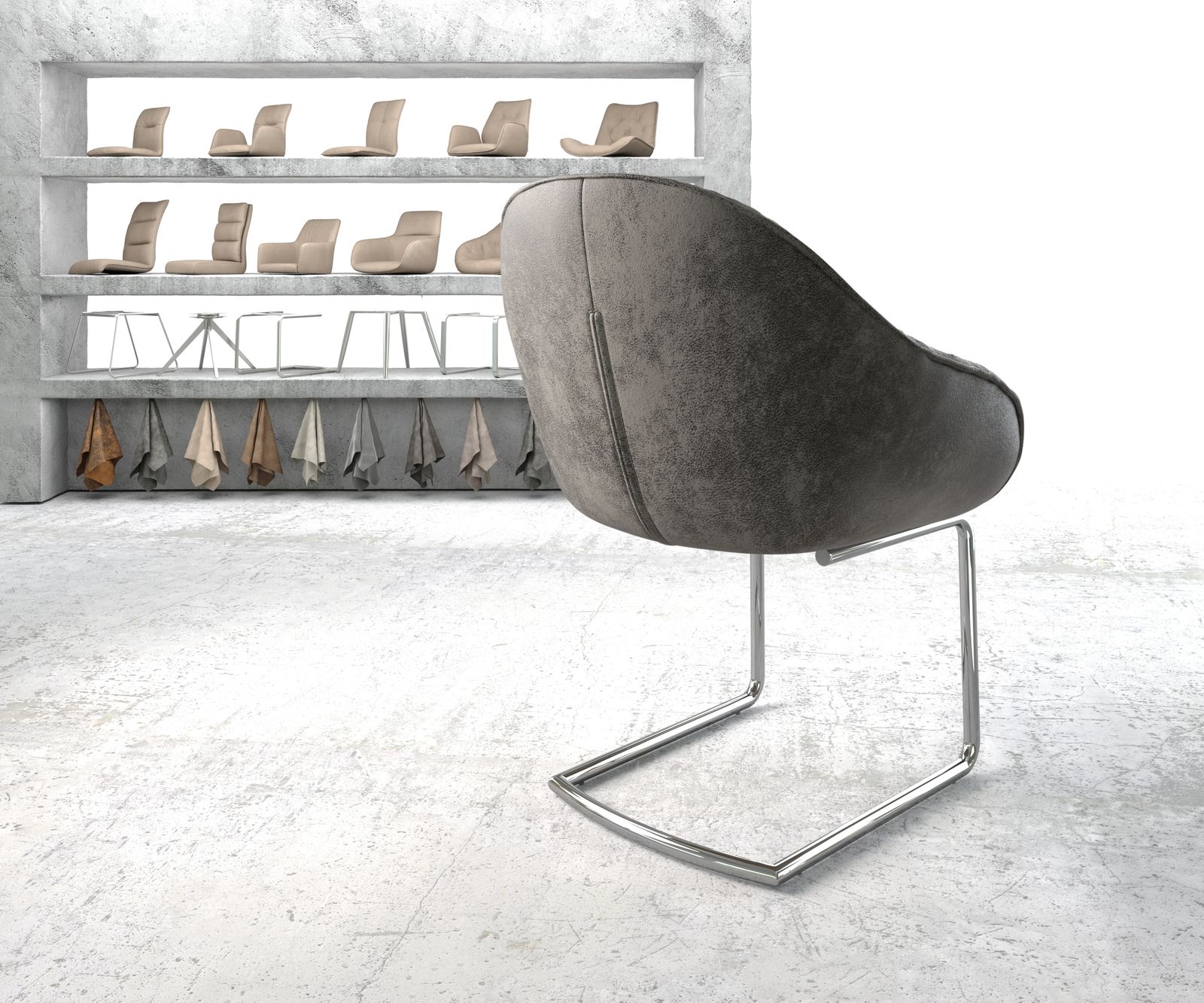 Křeslo Gaio-Flex Šedá Vintage Cantilever Round Chromované - Image 3