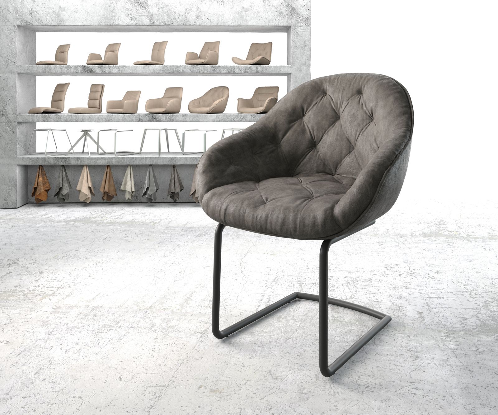 Křeslo Gaio-Flex Anthracite Vintage Cantilever Round Černá