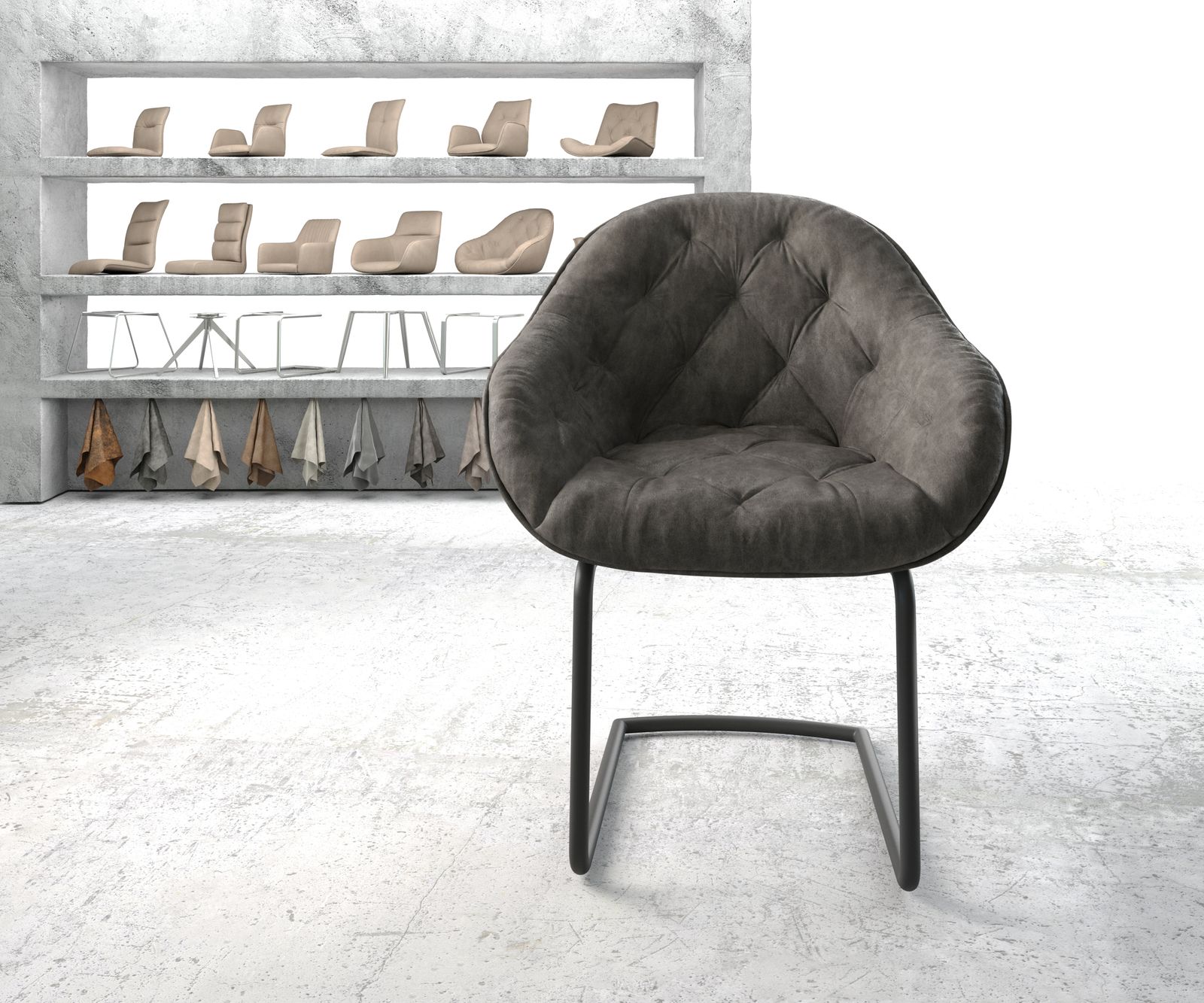 Křeslo Gaio-Flex Anthracite Vintage Cantilever Round Černá - Image 2