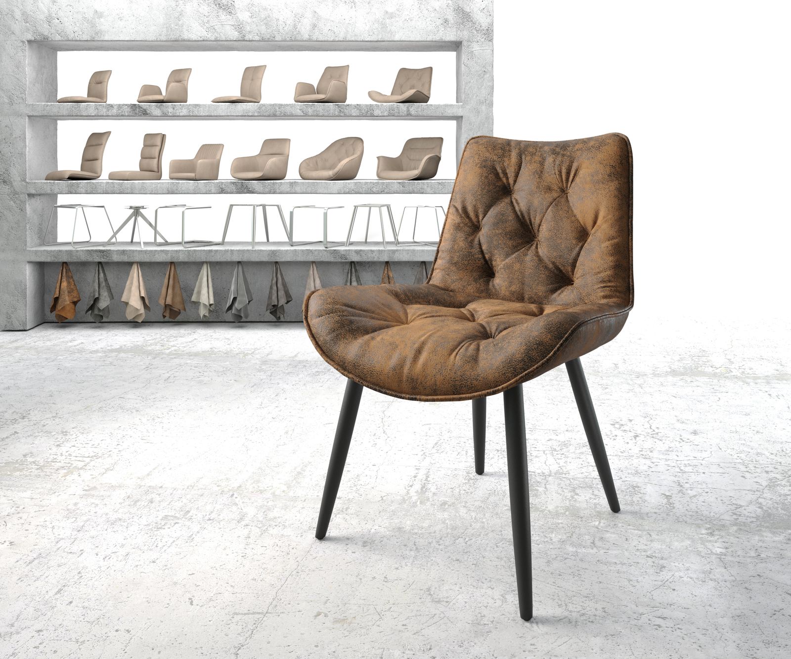 Jídelní židle Taimi-Flex Hnědá Vintage 4-nohá kónická Černá