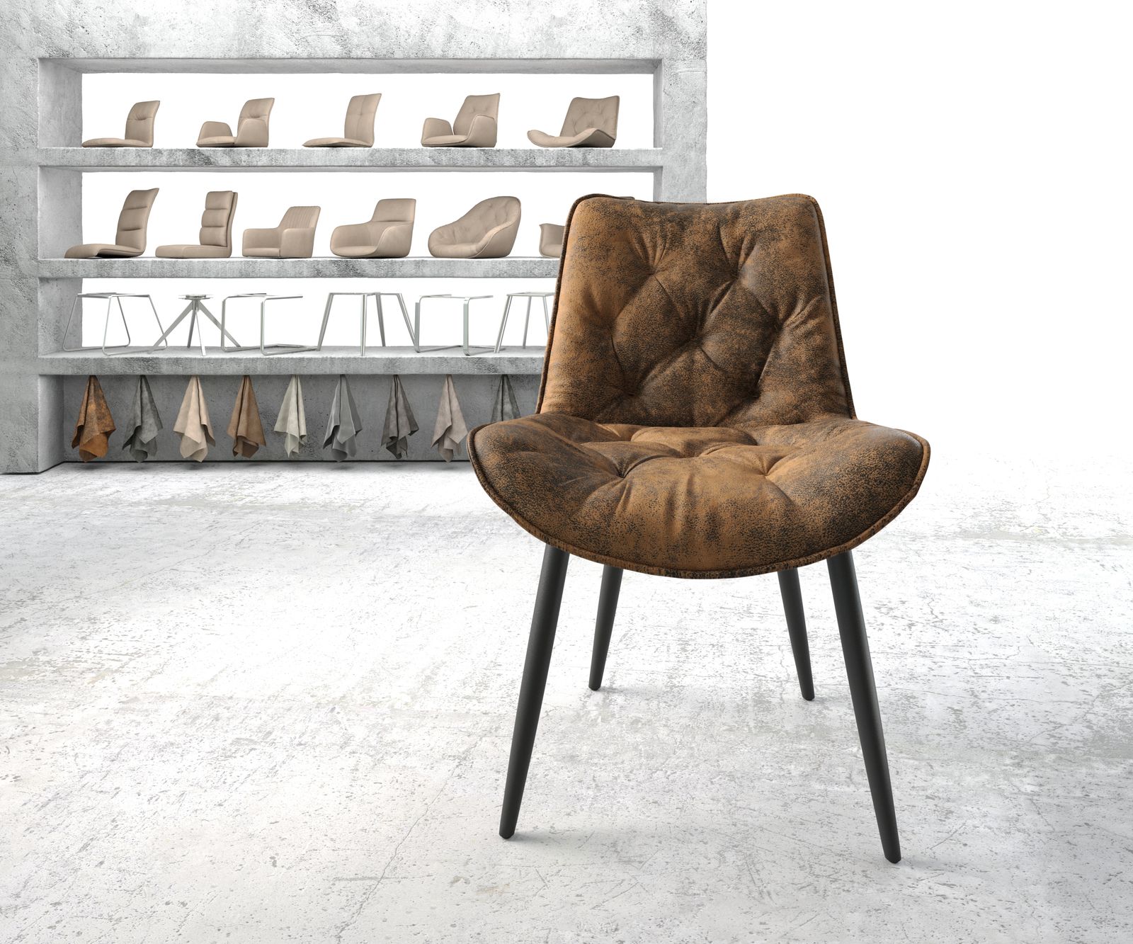 Jídelní židle Taimi-Flex Hnědá Vintage 4-nohá kónická Černá - Image 2