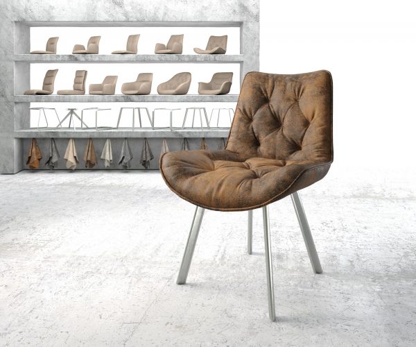 Jídelní židle Taimi-Flex Hnědá Vintage 4-nohá oválná nerezová ocel