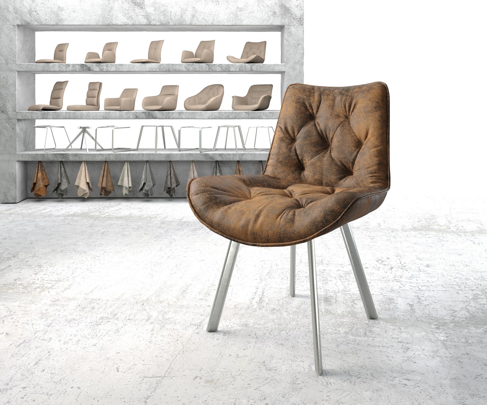 Jídelní židle Taimi-Flex Hnědá Vintage 4-nohá oválná nerezová ocel