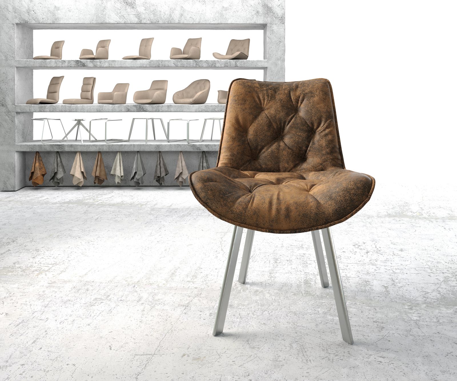 Jídelní židle Taimi-Flex Hnědá Vintage 4-nohá oválná nerezová ocel - Image 2