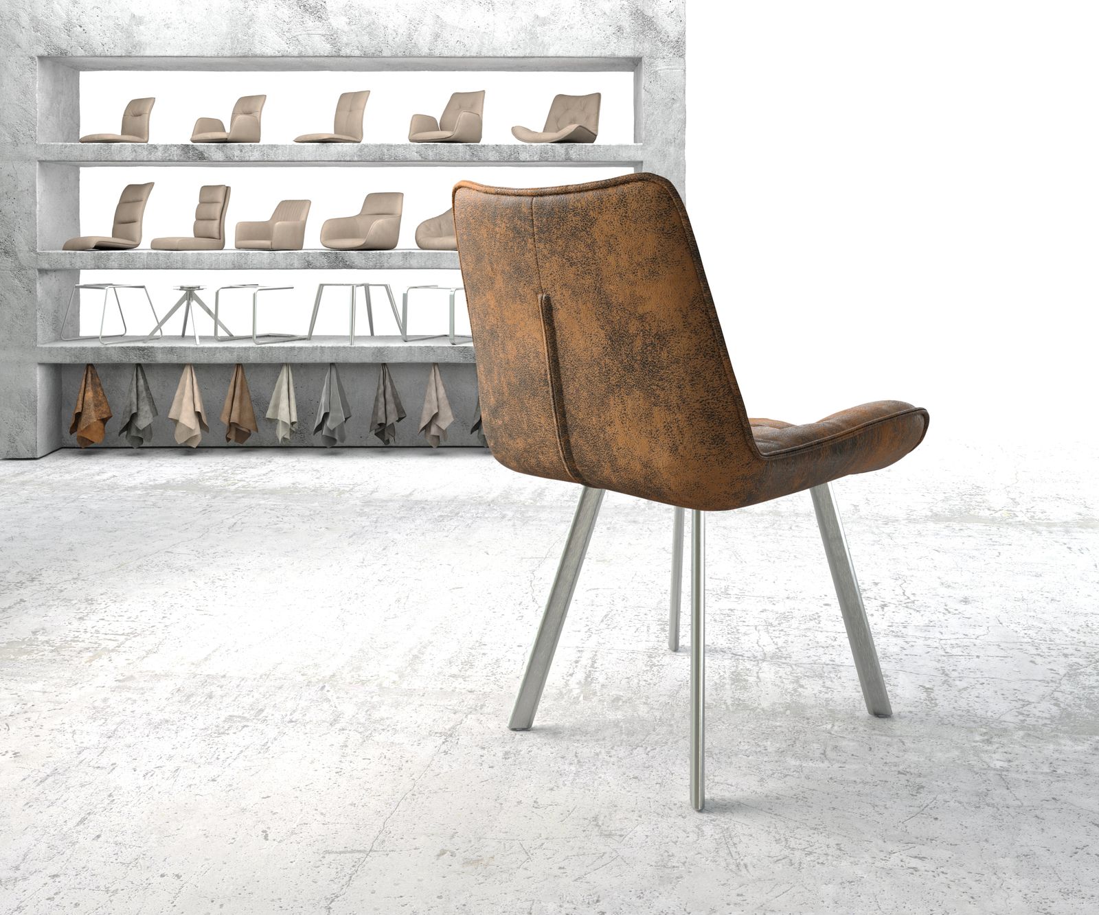 Jídelní židle Taimi-Flex Hnědá Vintage 4-nohá oválná nerezová ocel - Image 3