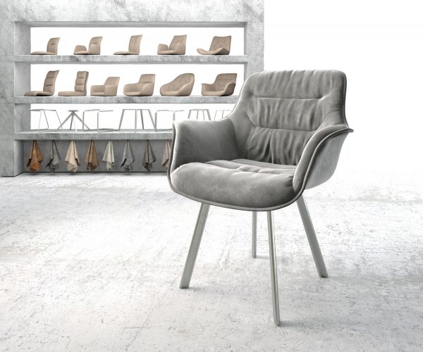 Křeslo Kaira-Flex Šedá Samet 4-nohé oválné z nerezové oceli