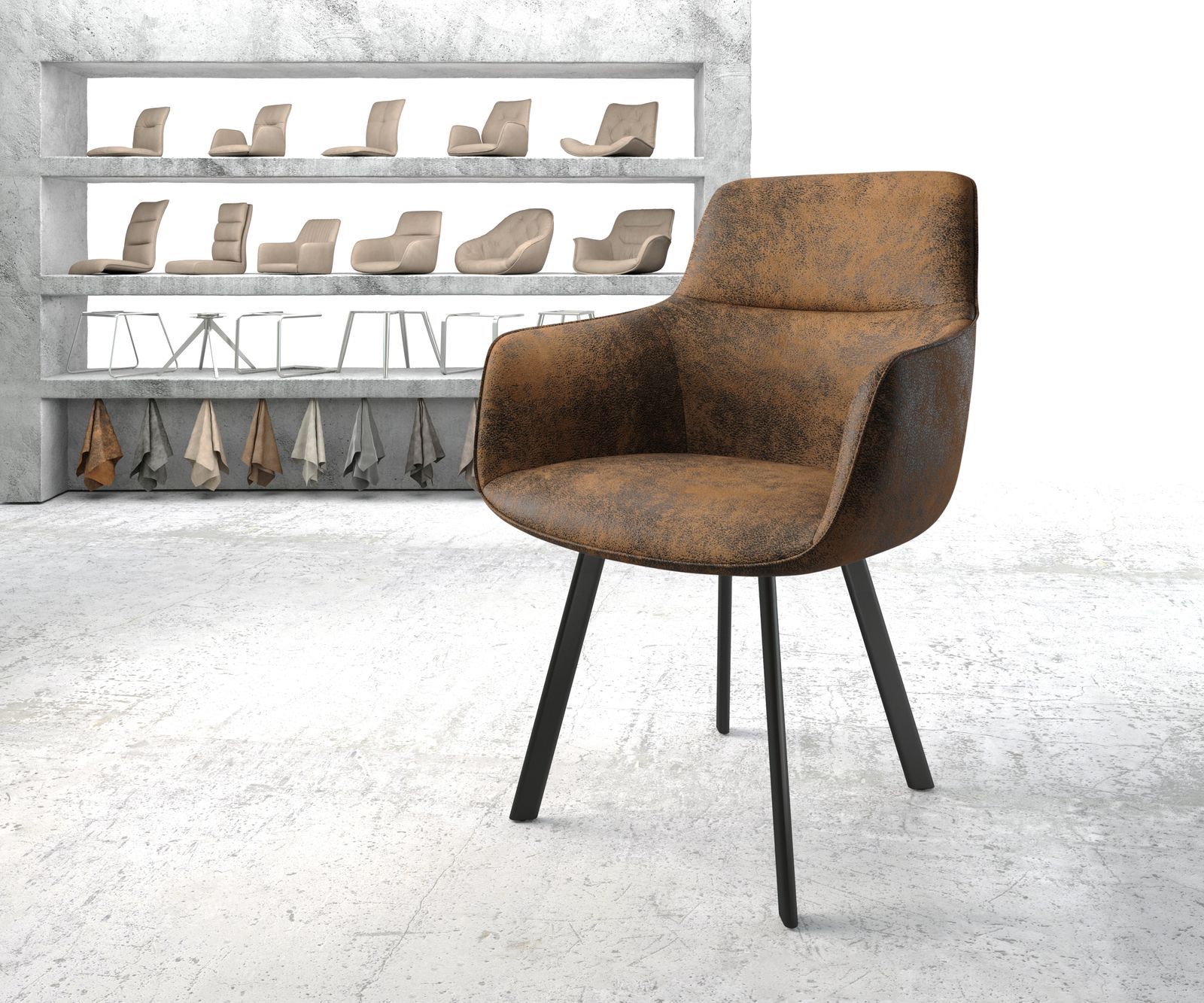 Jídelní židle Pejo-Flex Hnědá Vintage 4-nohá oválná Černá