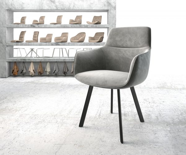 Jídelní židle Pejo-Flex Šedá Samet 4-nohá oválná Černá