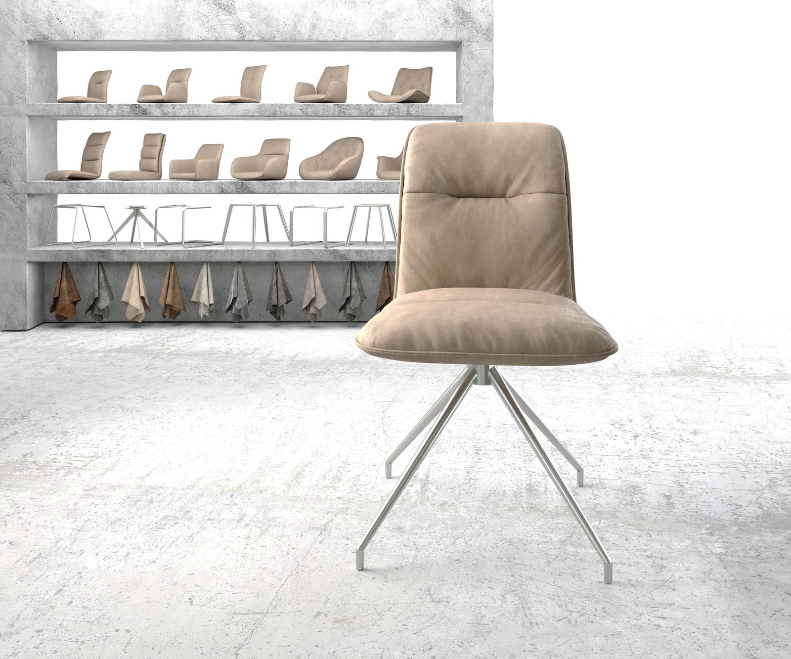 Otočná židle Vinjo-Flex Béžová Vintage Cross Rám Conical Nerezová Ocel - Image 2