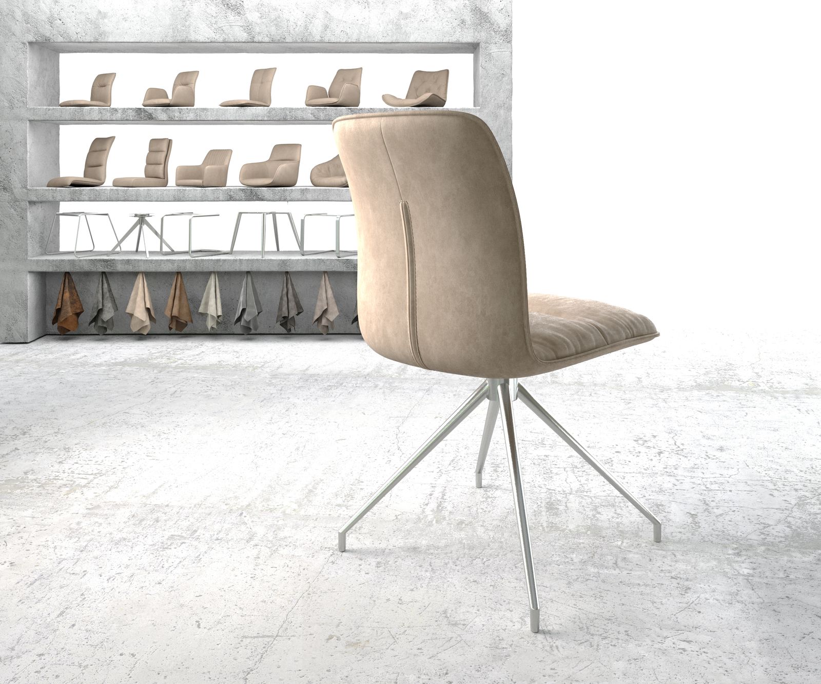 Otočná židle Vinjo-Flex Béžová Vintage Cross Rám Conical Nerezová Ocel - Image 3