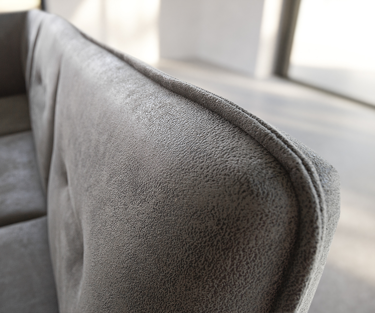 Rohová lavice Pavle 200x170 cm šedá vintage kovová černá podnož variabilní - Image 6