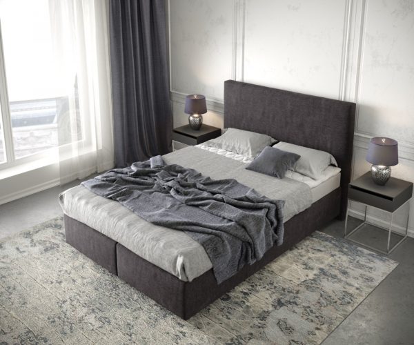 Boxspring ágy Dream-Well 140x200 cm mikroszálas fekete matraccal és topperrel - Image 4