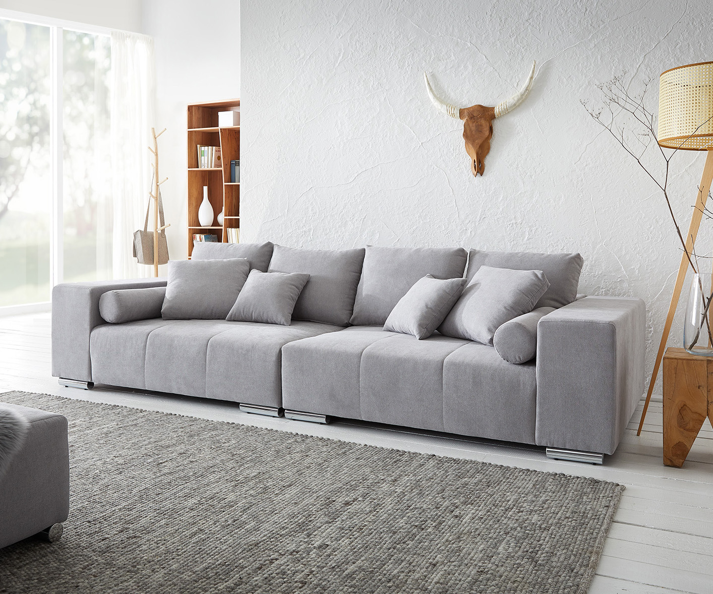 Velká pohovka Marbeya 285x115 cm šedá s 10 polštáři Pohovka XXL - Image 2