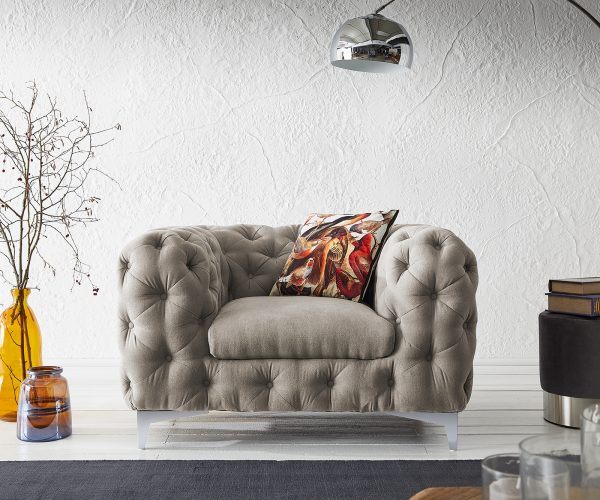 Klubové křeslo Corleone Béžové křeslo 120x97 cm