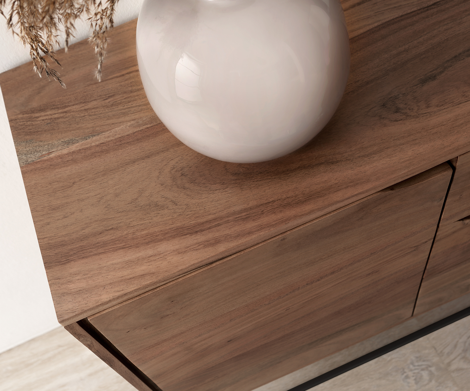 Komoda Loca 140x39 cm akácie hnědá 3 zásuvky 2 dvířka - Image 4