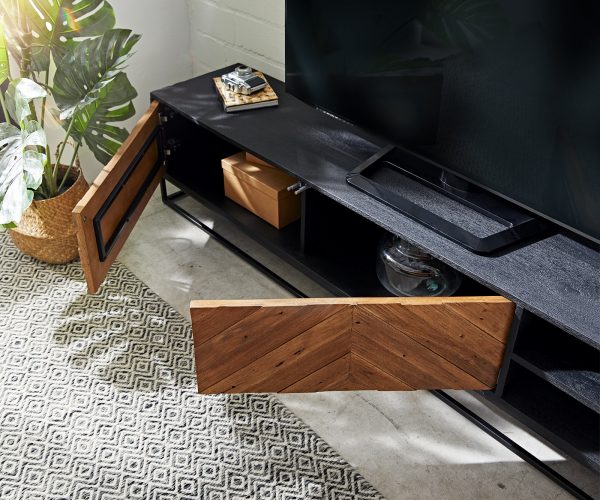 TV szekrény Famke 200 cm mango teak 2 ajtós 2 rekeszes - Image 5