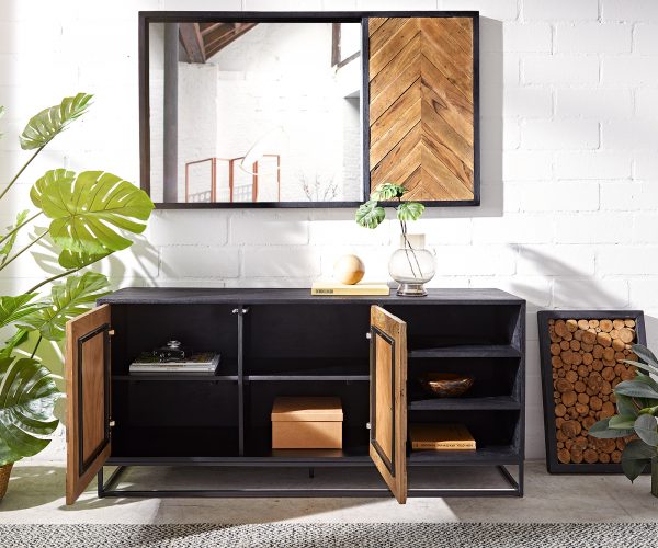 Komód Famke 145 cm mango teak 2 ajtós 3 rekeszes - Image 4