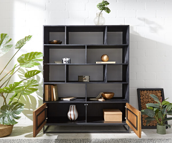 Szekrény Famke 120 cm mango teak 10 rekesz 2 ajtó - Image 4
