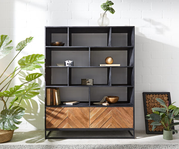Szekrény Famke 120 cm mango teak 10 rekesz 2 ajtó - Image 2