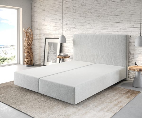 Boxspringová postel Dream-Well 160x200 cm Mikrovlákno Stříbrno Šedá