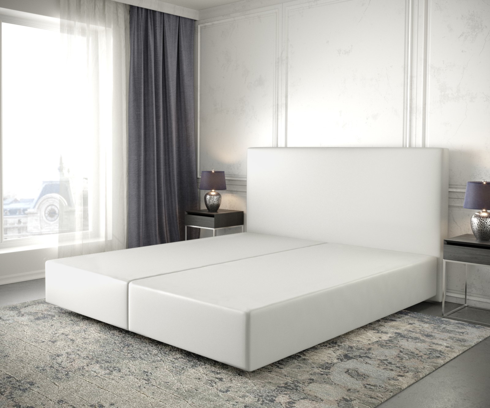 Boxspring postel Dream-Well 180x200 cm koženka bílá