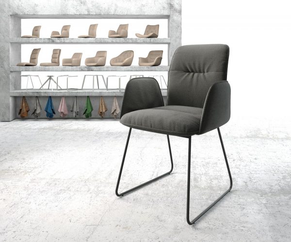 Jídelní židle Vinja-Flex antracitová texturovaná tkanina tenká podnož černá