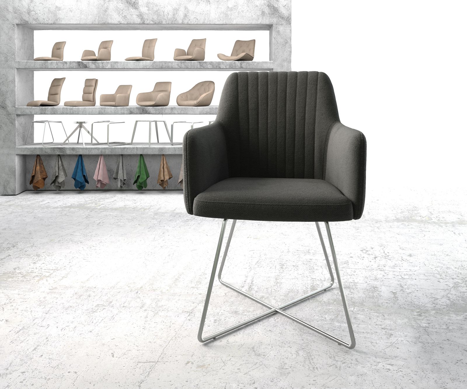 Křeslo Greg-Flex Anthracite Structure X-Rám Nerezová Ocel - Image 2