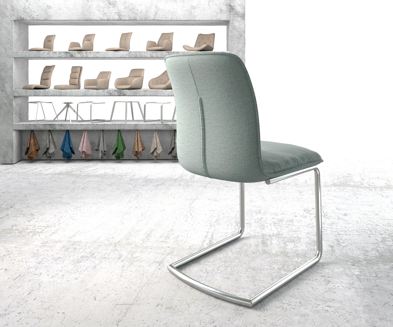 Houpací židle Vinjo-Flex Stripes Mint Cantilever Chair Round Stainless Steel - Image 3