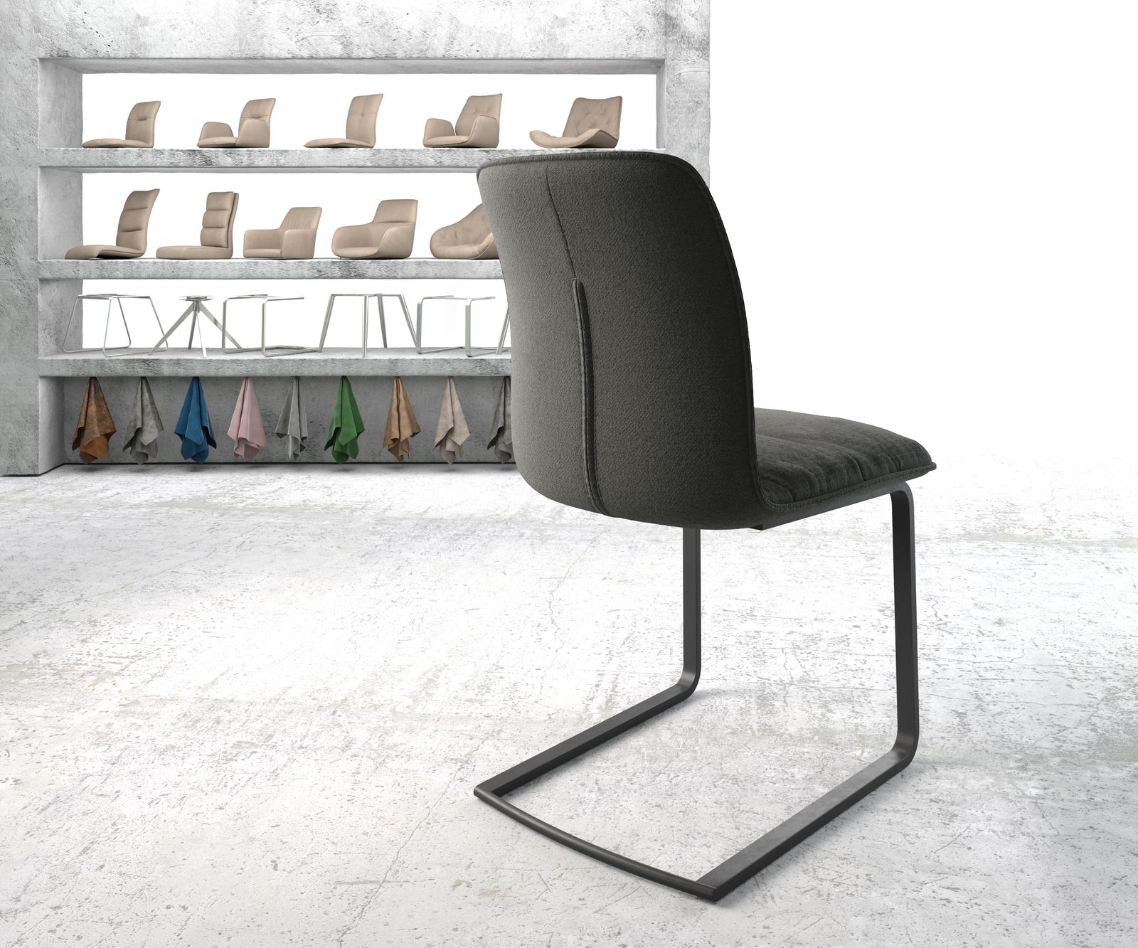 Houpací židle Vinjo-Flex Textured Fabric Anthracite Cantilever Flat Black - Image 3