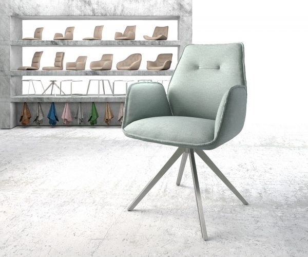 Otočná židle Zoa-Flex s područkami Stripes Mint Křížová základna z nerezové oceli 180° otočná