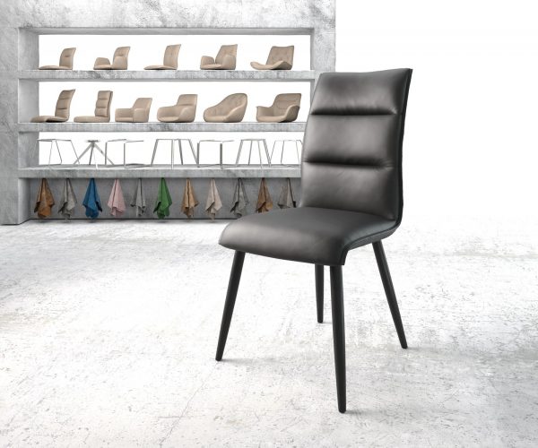 Jídelní židle Xantus-Flex Černá Pravá kůže 4-nohá kónická Černá