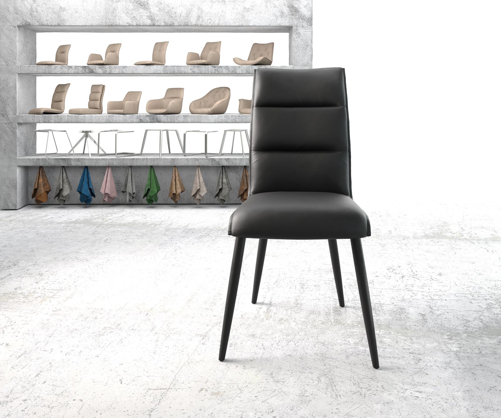 Jídelní židle Xantus-Flex Černá Pravá kůže 4-nohá kónická Černá - Image 2