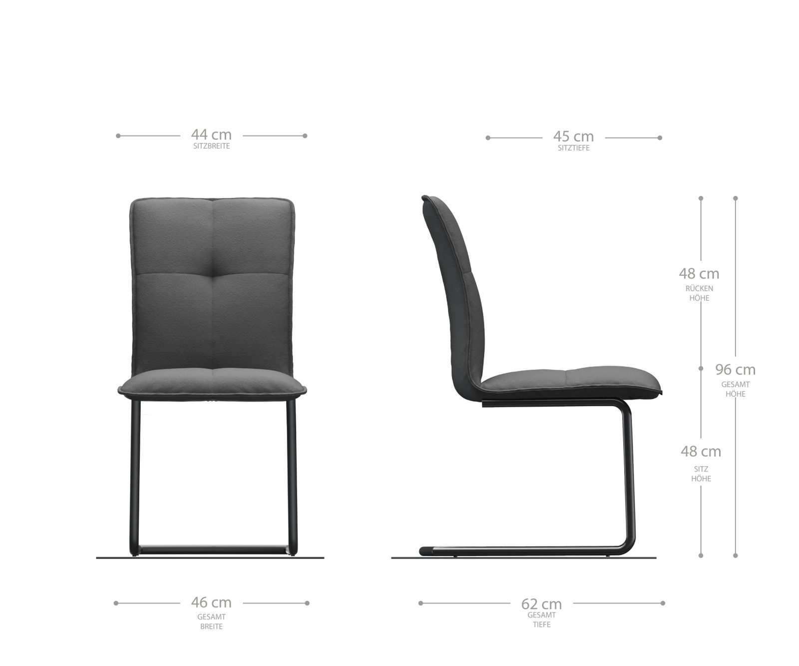 Houpací křeslo Maddy-Flex Textured Fabric Anthracite Cantilever Round Stainless Steel - Image 5