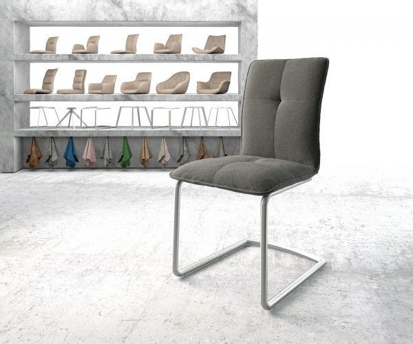 Houpací křeslo Maddy-Flex Textured Fabric Anthracite Cantilever Round Stainless Steel