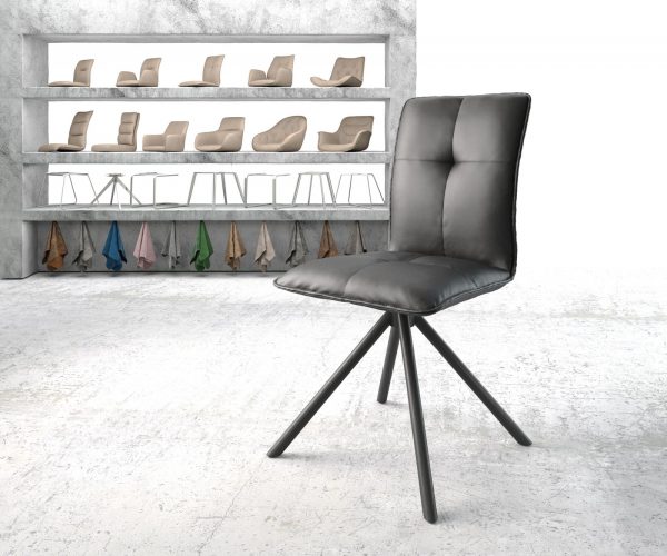 Otočná židle Maddy-Flex Černá Pravá kůže Křížový rám kulatý Černý