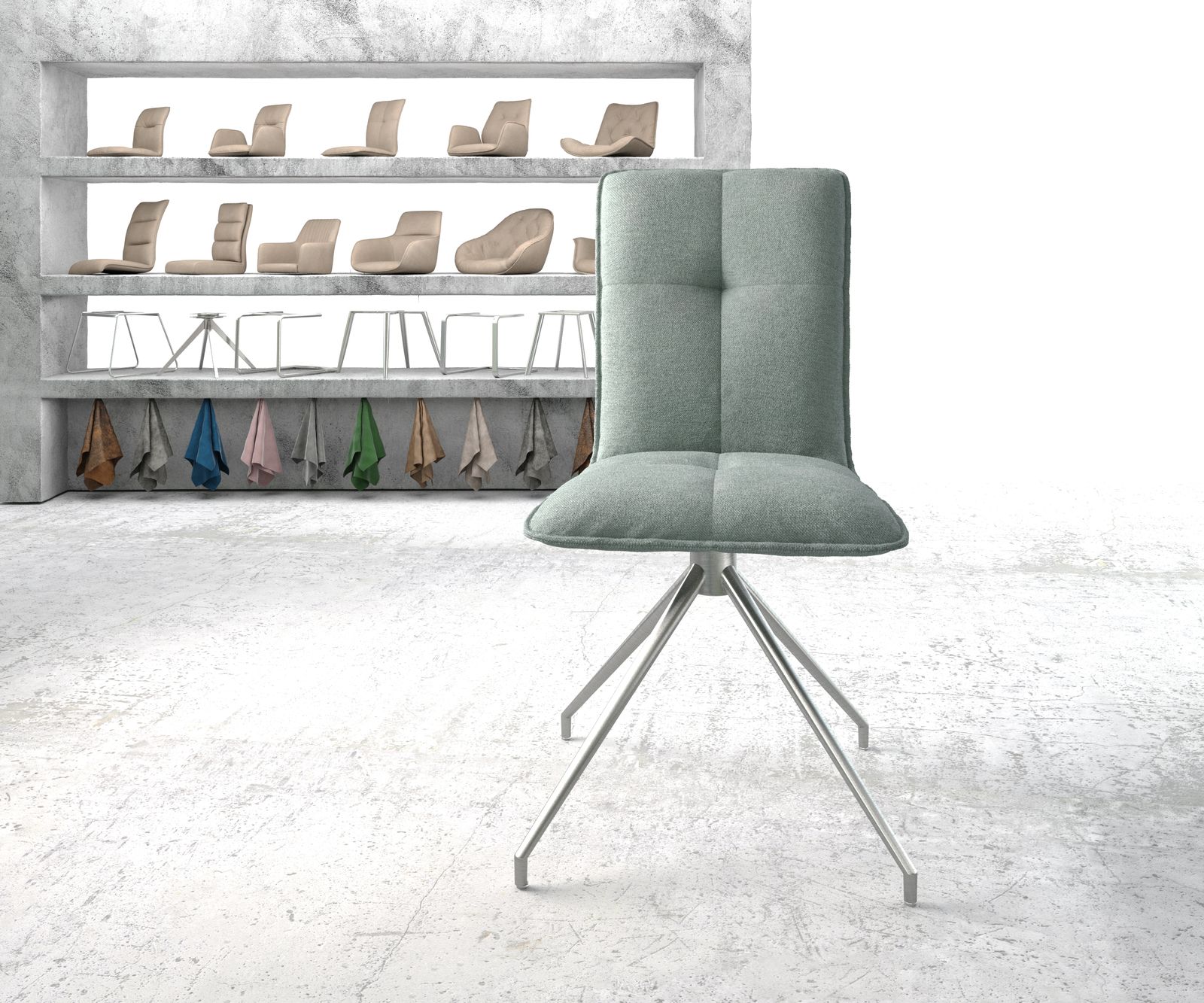 Otočná židle Maddy-Flex Stripes Mint Křížová podnož z nerezové oceli kuželová 180° otočná - Image 2