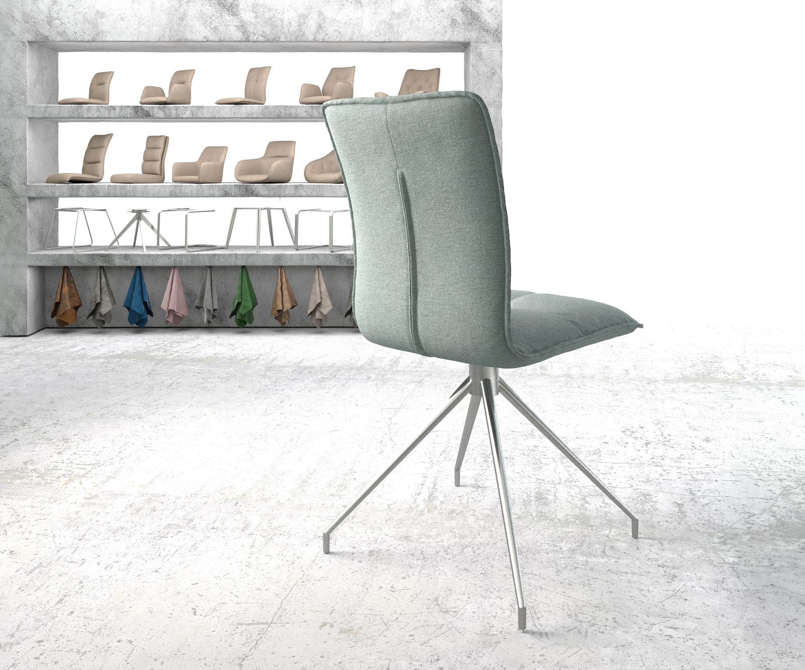 Otočná židle Maddy-Flex Stripes Mint Křížová podnož z nerezové oceli kuželová 180° otočná - Image 3