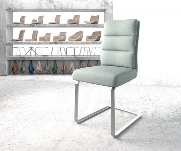 Jídelní židle Pela-Flex mentolová plochá tkanina konzolová podnož plochá nerezová ocel