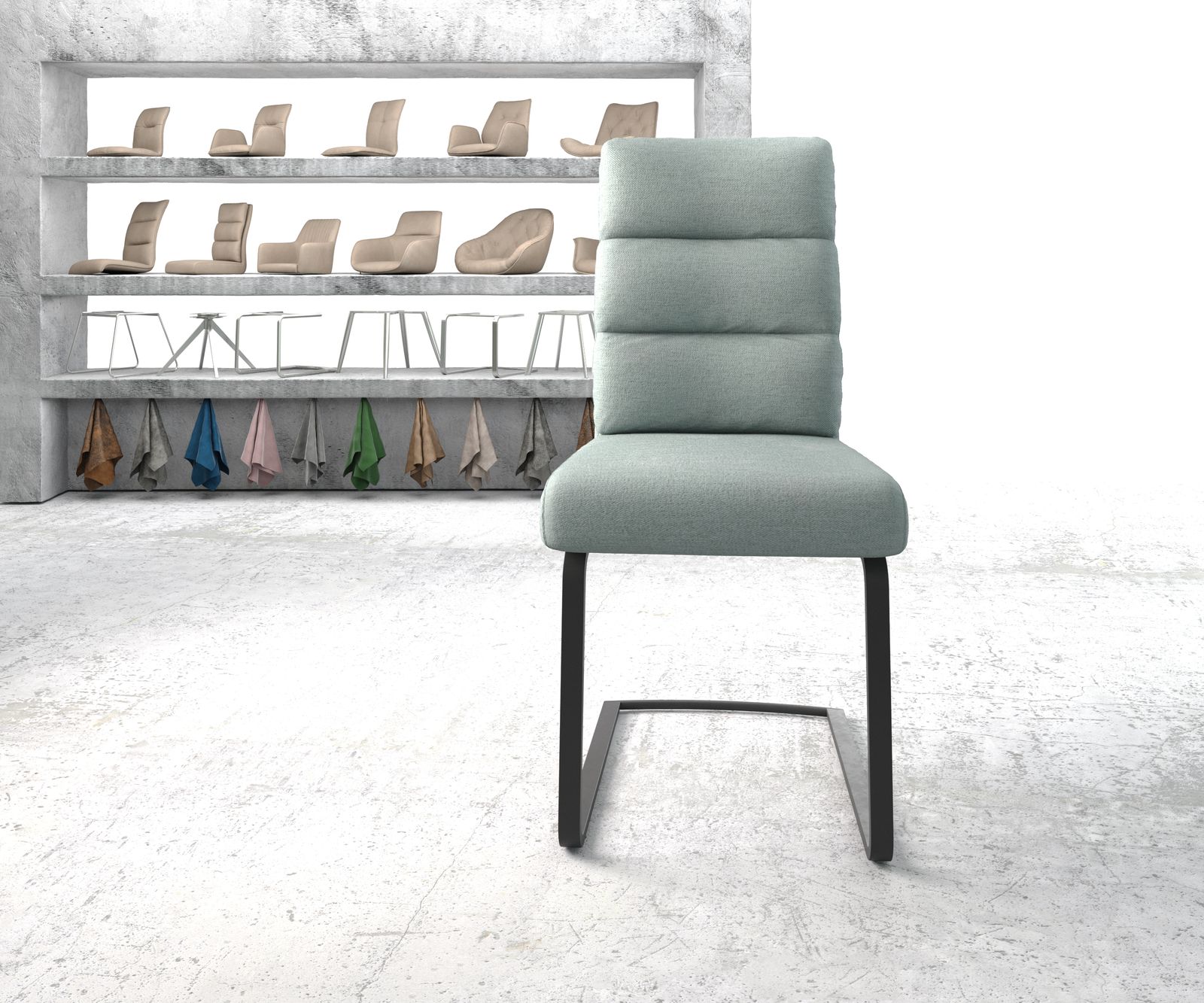 Jídelní židle Pela-Flex mentolová konzolová podnož plochá černá - Image 2