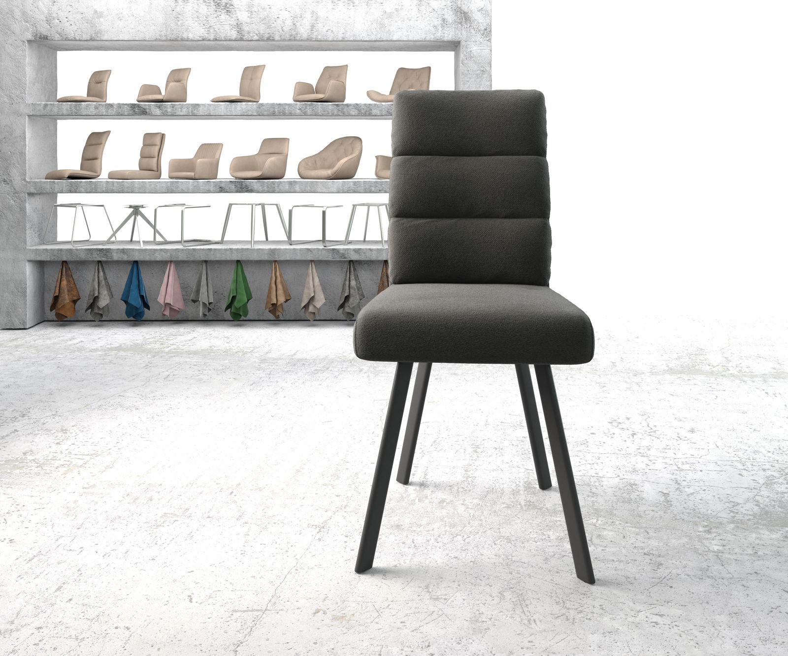 Jídelní židle Pela-Flex Textured Fabric Anthracite 4-nohý ovál Black Pocket Springs - Image 2