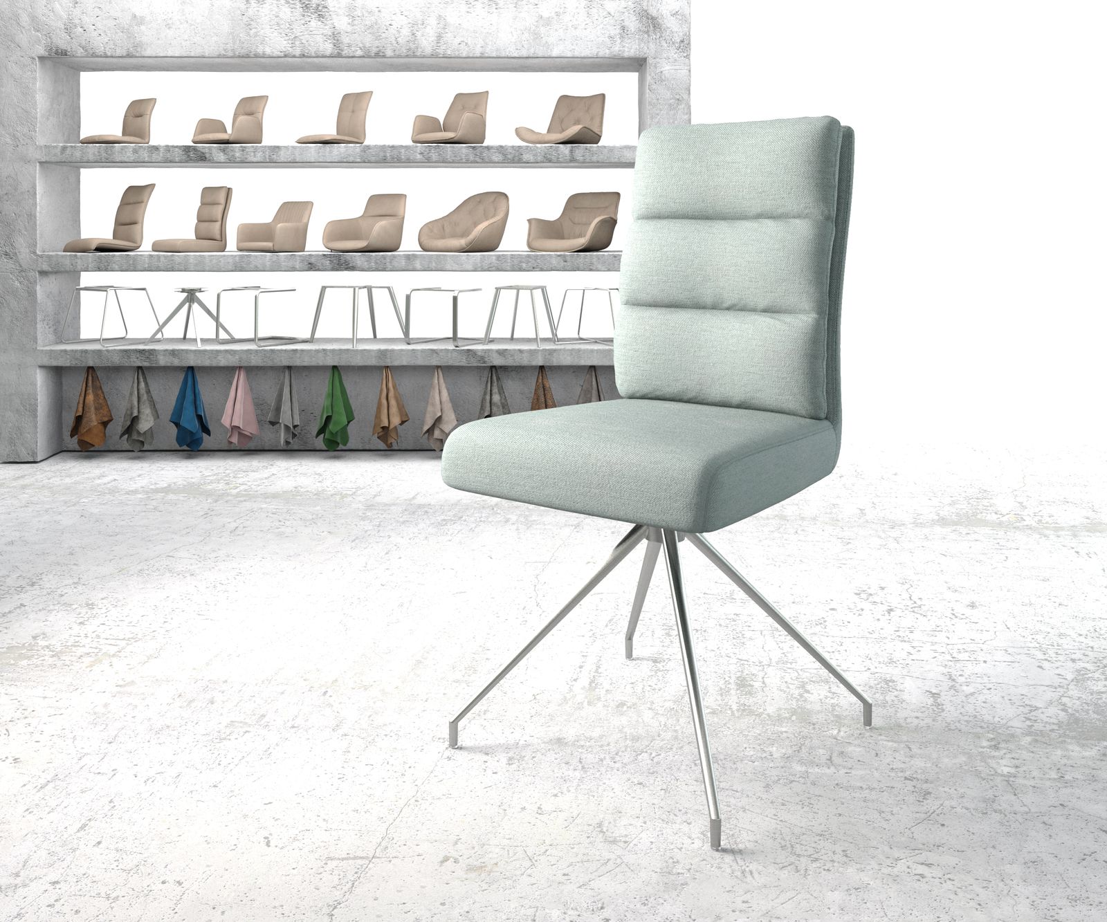 Otočná židle Pela-Flex Stripes Mint Křížová základna kuželová z nerezové oceli 180° otočná jádro z kapesní pružiny