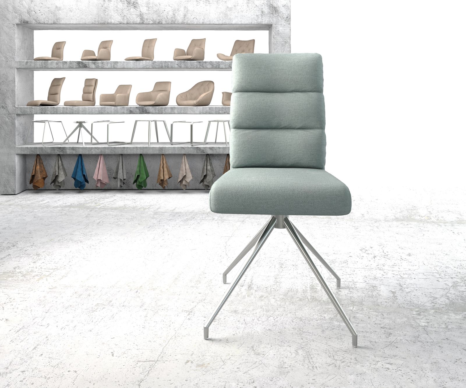 Otočná židle Pela-Flex Stripes Mint Křížová základna kuželová z nerezové oceli 180° otočná jádro z kapesní pružiny - Image 2