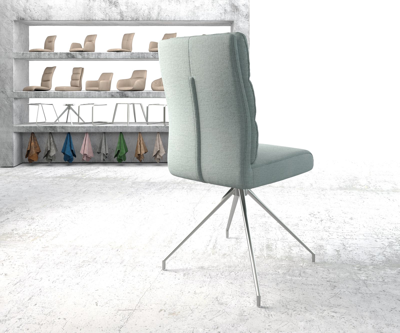 Otočná židle Pela-Flex Stripes Mint Křížová základna kuželová z nerezové oceli 180° otočná jádro z kapesní pružiny - Image 3