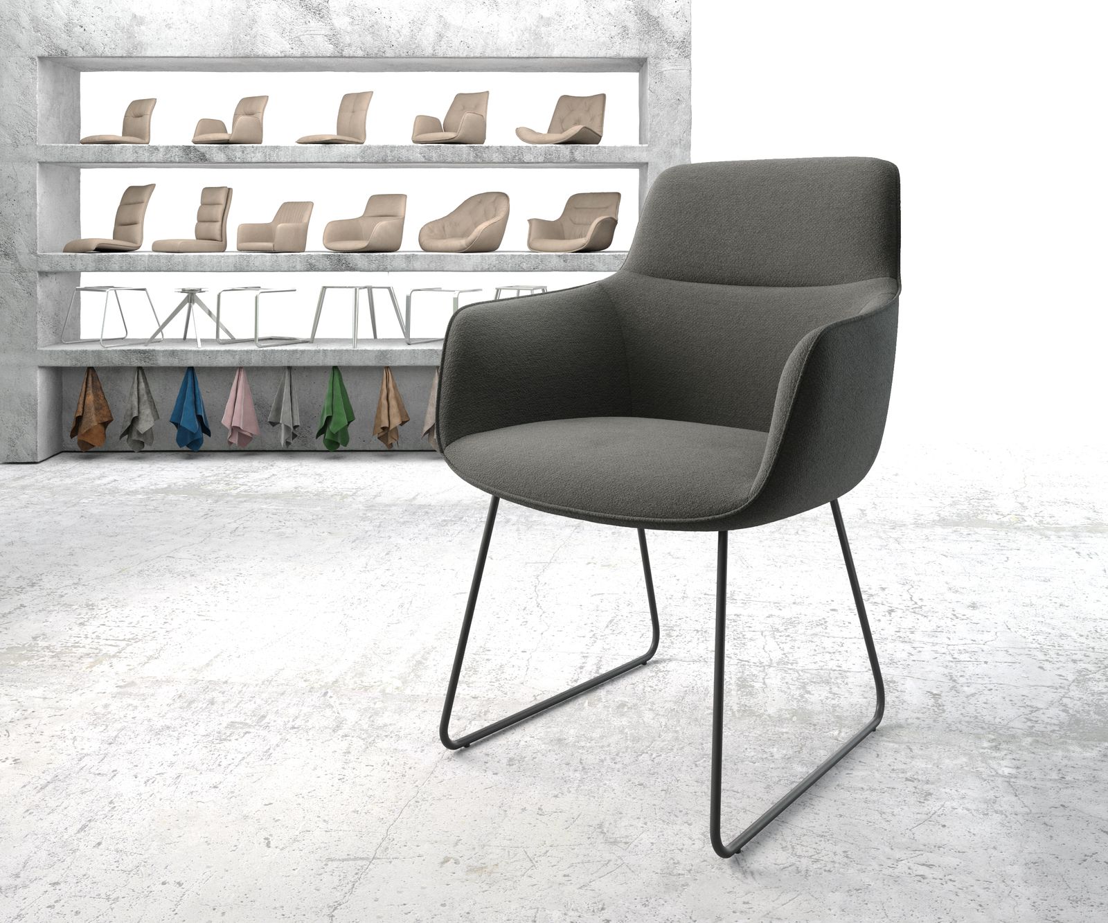 Jídelní židle Pejo-Flex Anthracite Structure Skid Rám Černá