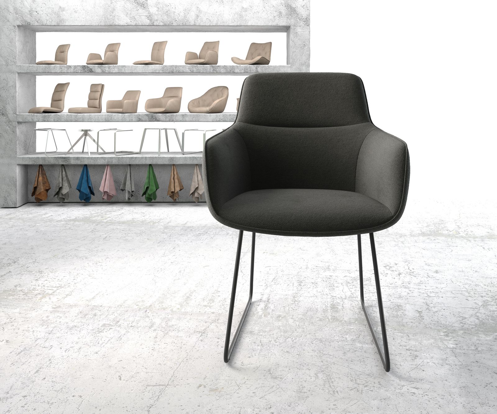 Jídelní židle Pejo-Flex Anthracite Structure Skid Rám Černá - Image 2