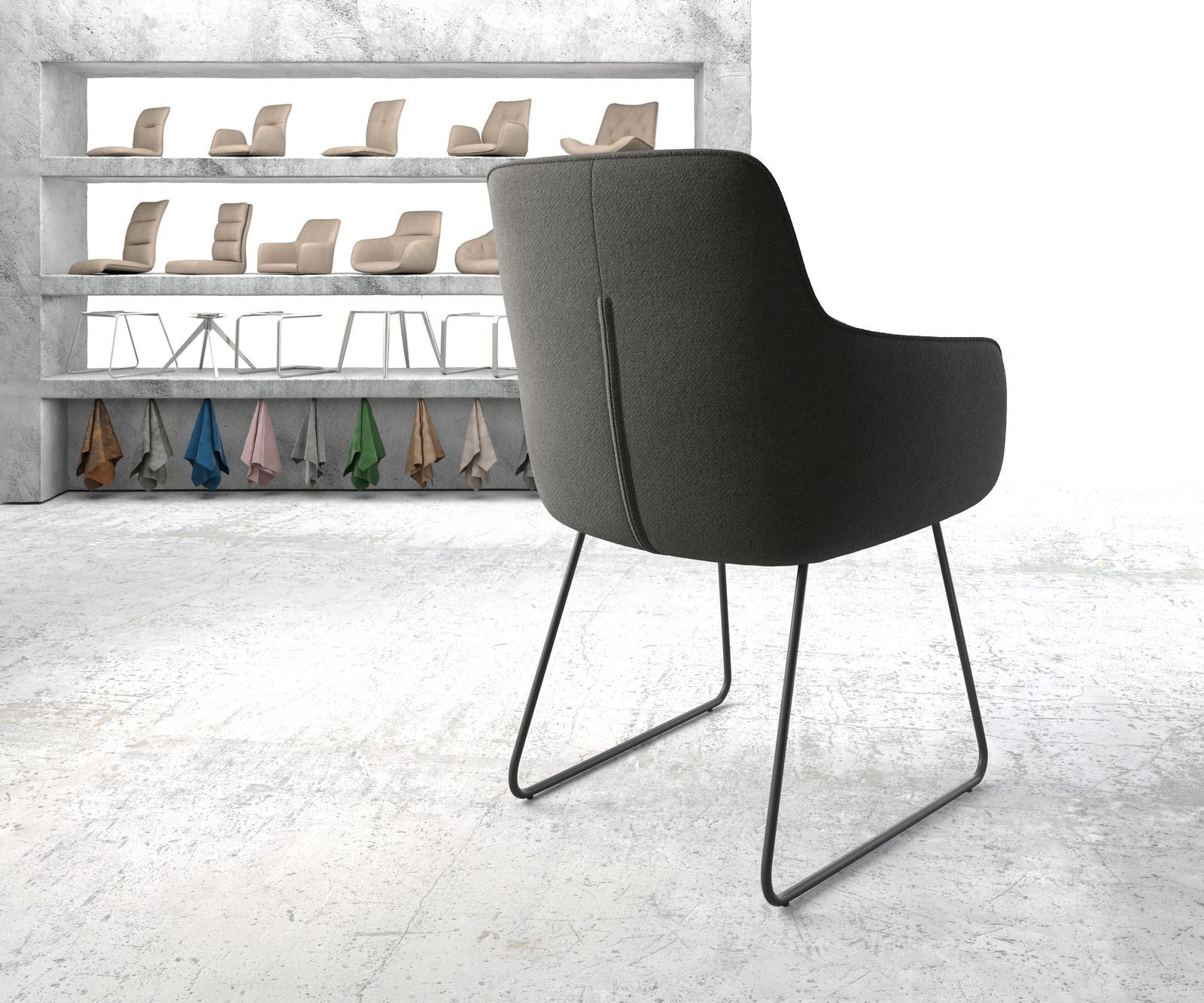 Jídelní židle Pejo-Flex Anthracite Structure Skid Rám Černá - Image 3