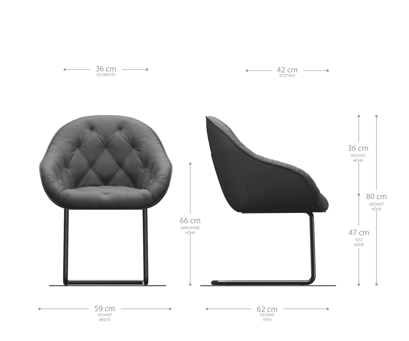 Křeslo Gaio-Flex Černá Pravá Kůže Cantilever Chair Round Chrom-plated - Image 5
