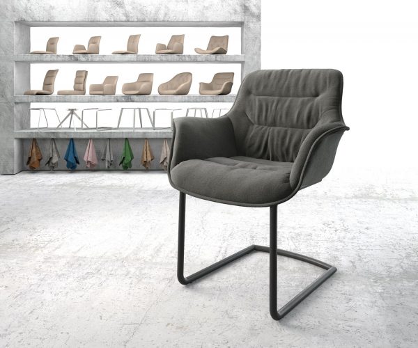 Otočná židle Kaira-Flex Textured Fabric Anthracite Cantilever Round Black