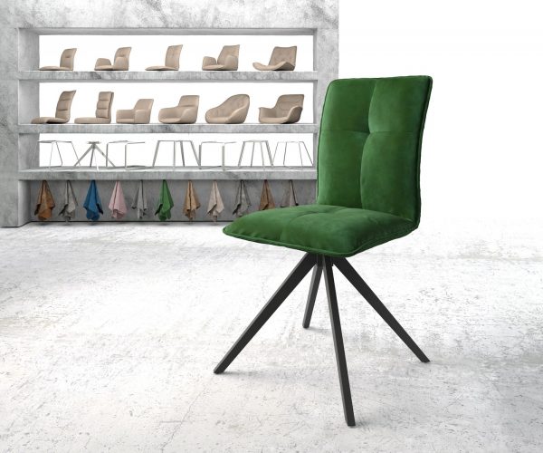 Otočná židle Maddy-Flex zelený samet křížová podnož zaoblená otočná černá